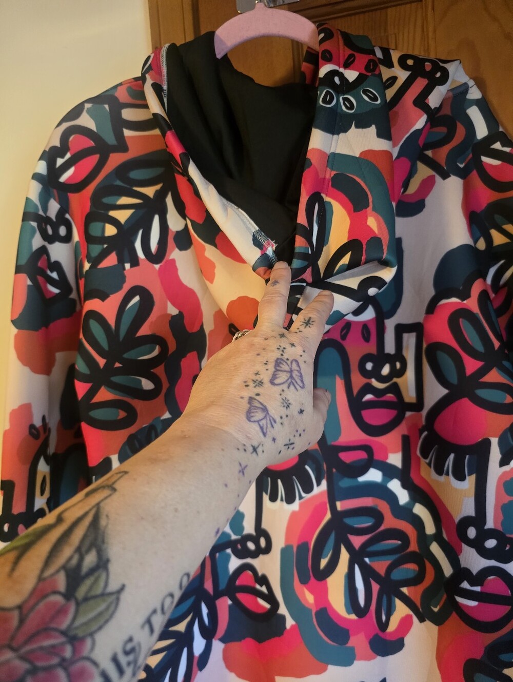Akira Womens Abstract Floral Print Sweater  Jacket - Multicolor - Picture 13 of 16
